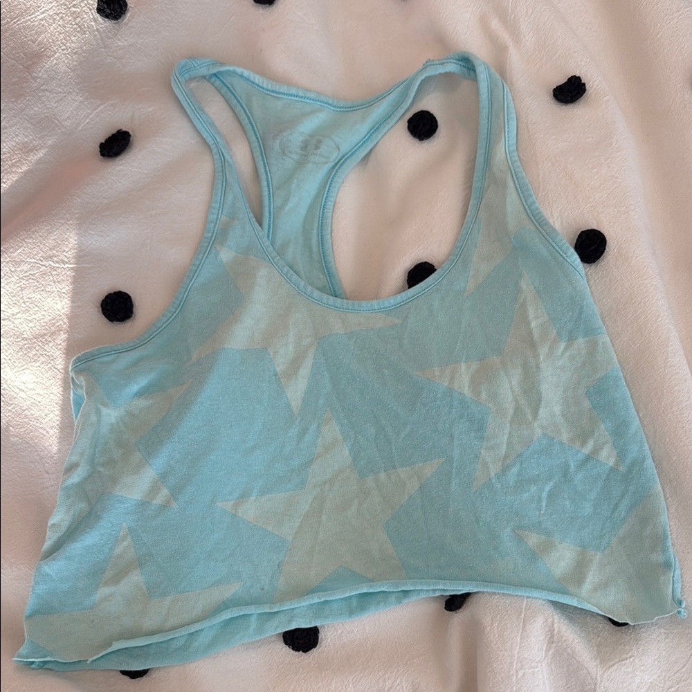Light Blue Star Print Crop Top